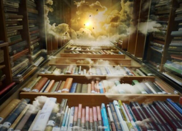 Biblioth&egrave;que ouverte sur le ciel et le soleil